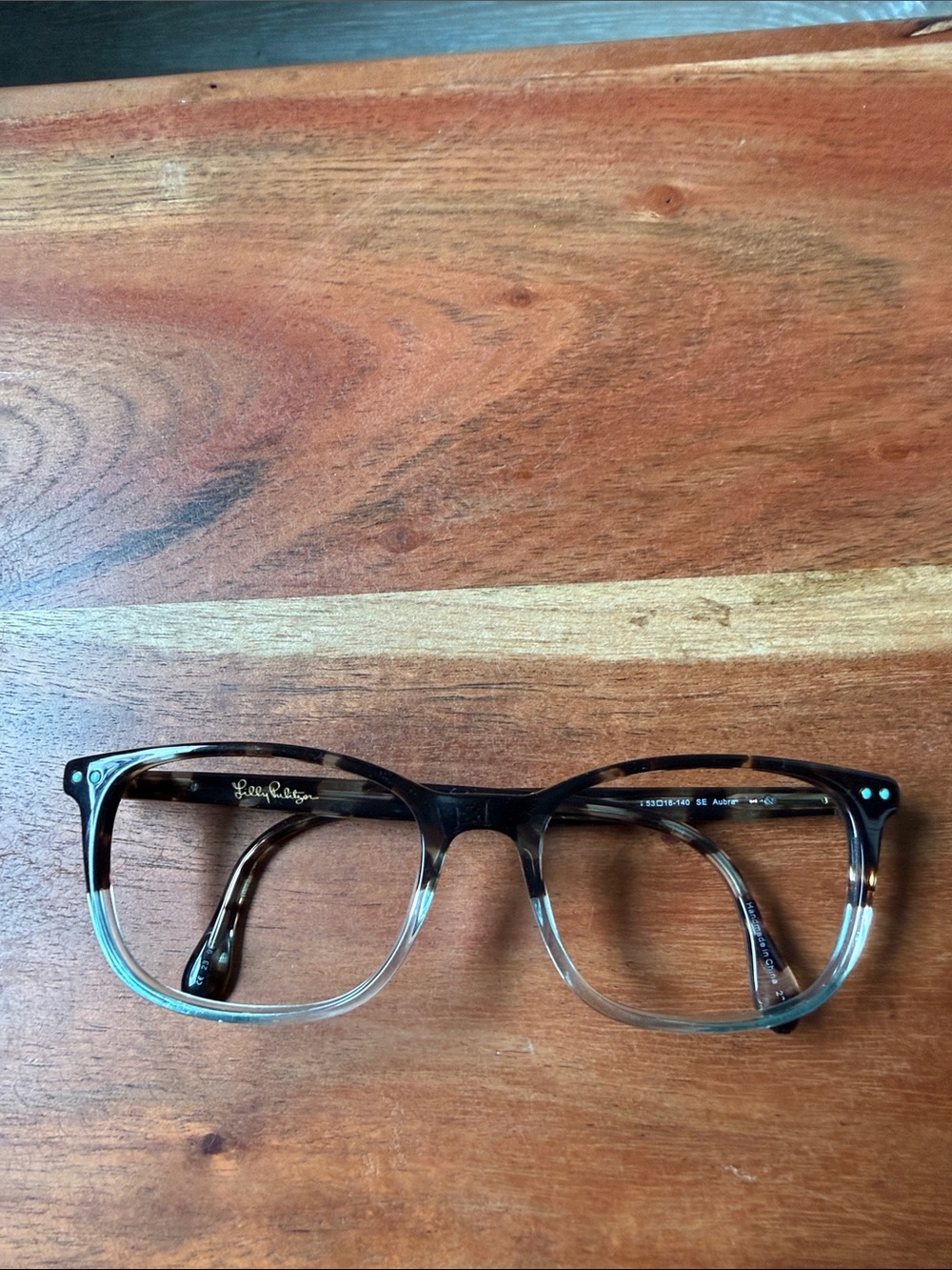 Lilly Pulitzer Brown to Clear Ombre Rectangular Optical Glasses